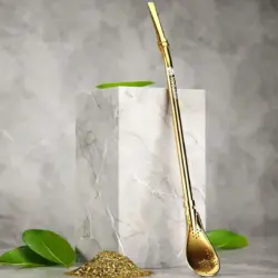 Gold bombilla, traditional metal straw for yerba mate Yerbador