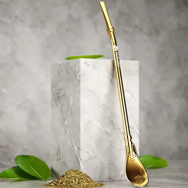 Gold bombilla, traditional metal straw for yerba mate Yerbador