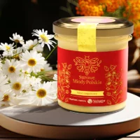 Jar of Yerbador Raw Rapeseed Honey on a white background