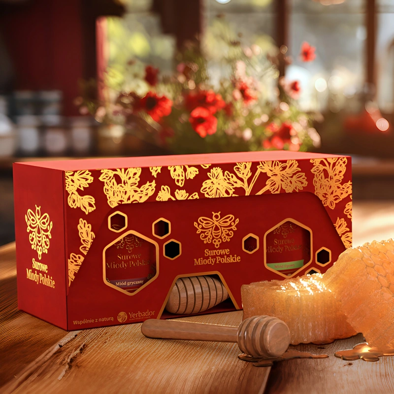 gift-set-raw-honeys-polish-honeys Yerbador Raw Polish Honeys Gift Set with a beech honey dipper and honeycomb