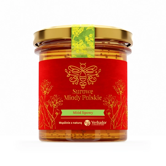 lipa Jar of Yerbador Raw Linden Honey on a white background