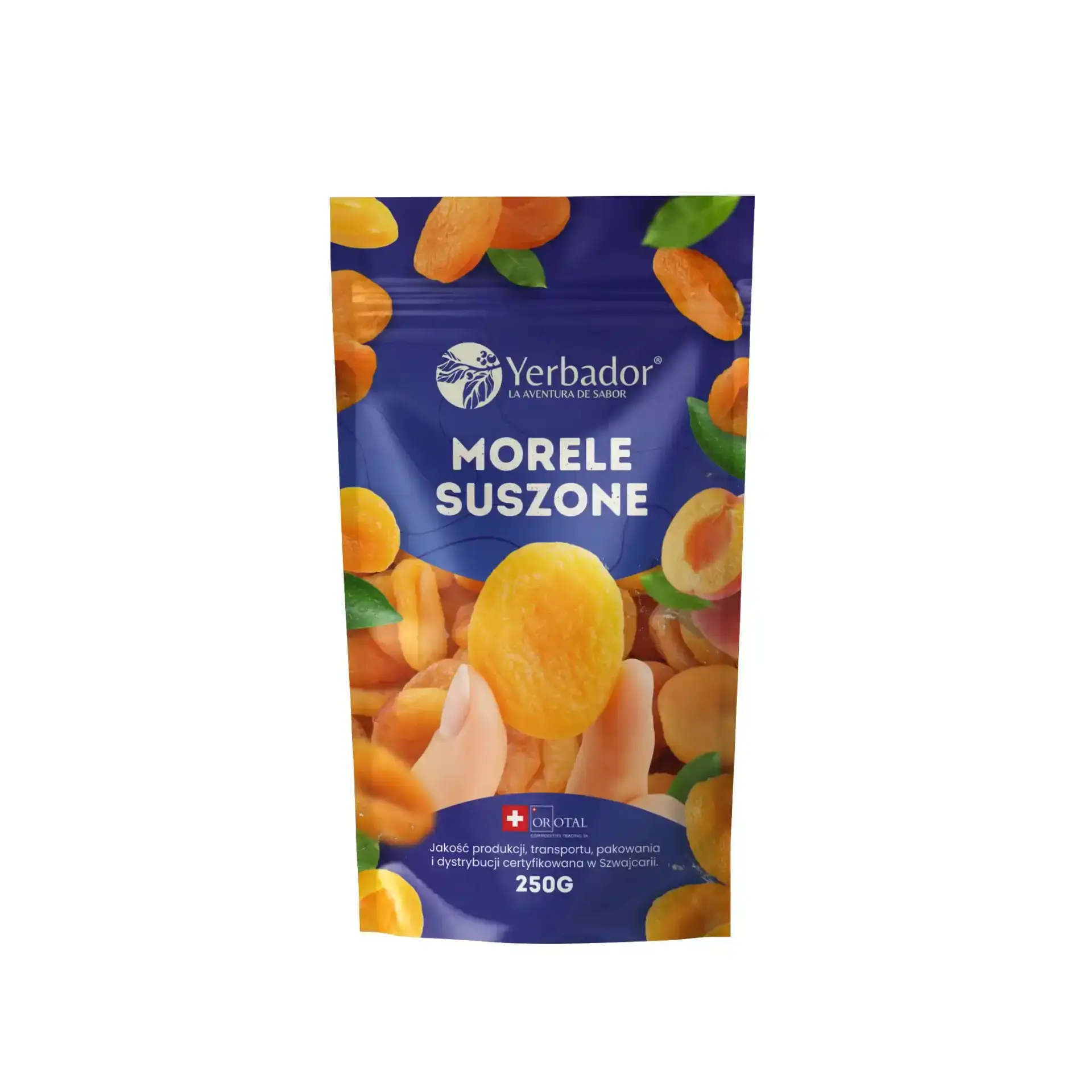 Yerbador Gedroogde Abrikozen, donkerbruin ongezwaveld gedroogd fruit in een verpakking van 250 g