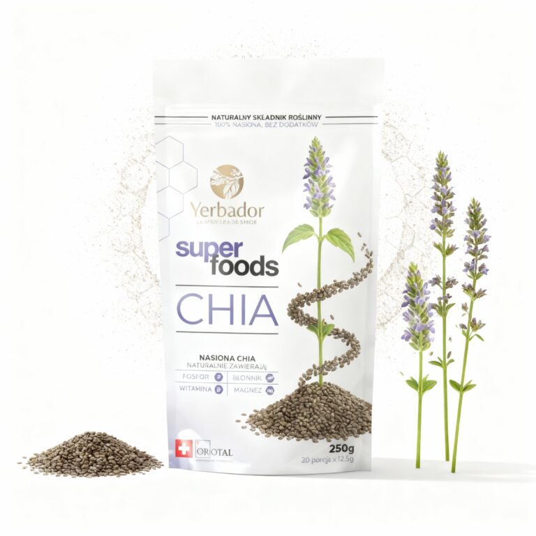 Yerbador Superfoods Chia Seeds 250 g with flowering Spanish sage
