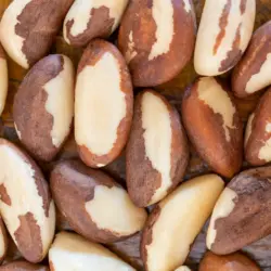 Brazil nuts on a table – close-up texture