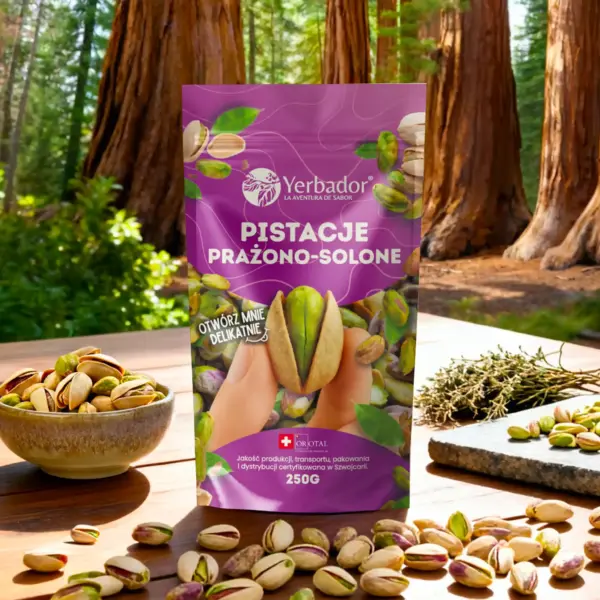 In-shell pistachios on a wooden board, roasted and salted