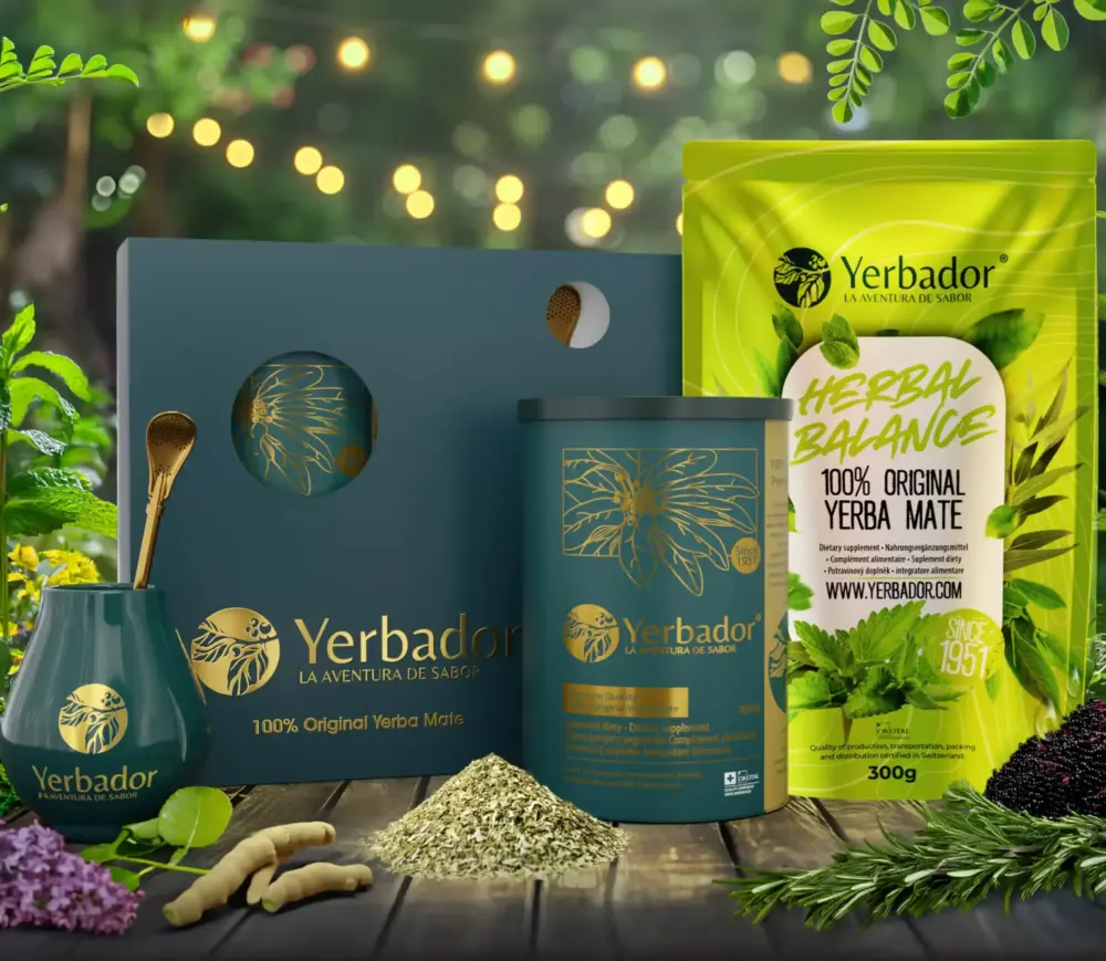 100 Yerba mate gift set Herbal Balance with matero and bombilla