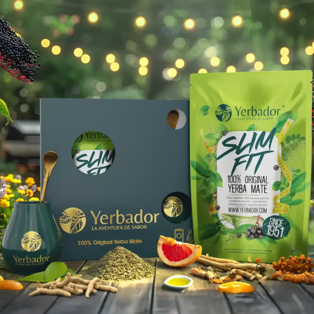 Yerba Mate starter set – matero, bombilla, beech scoop and Slim Fit yerba