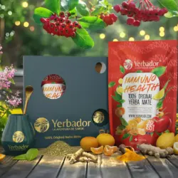 Yerba Mate Immuno Health gift set with matero and bombilla