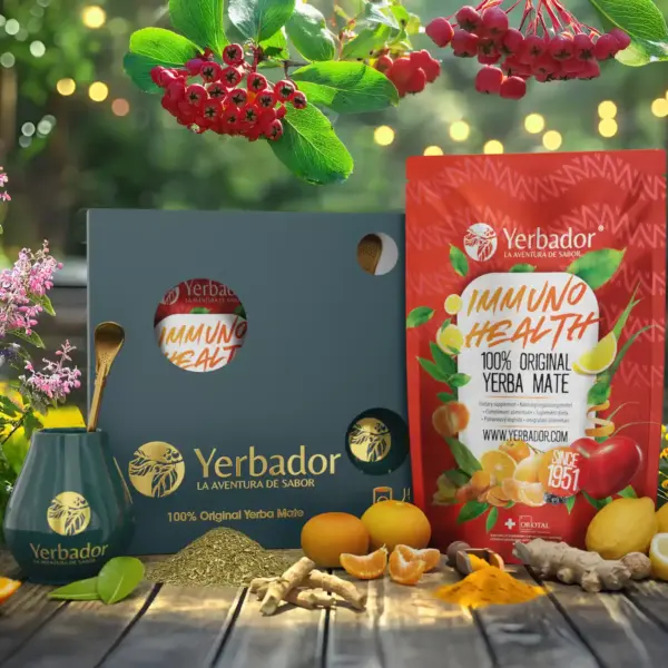Yerba Mate Immuno Health gift set with matero and bombilla