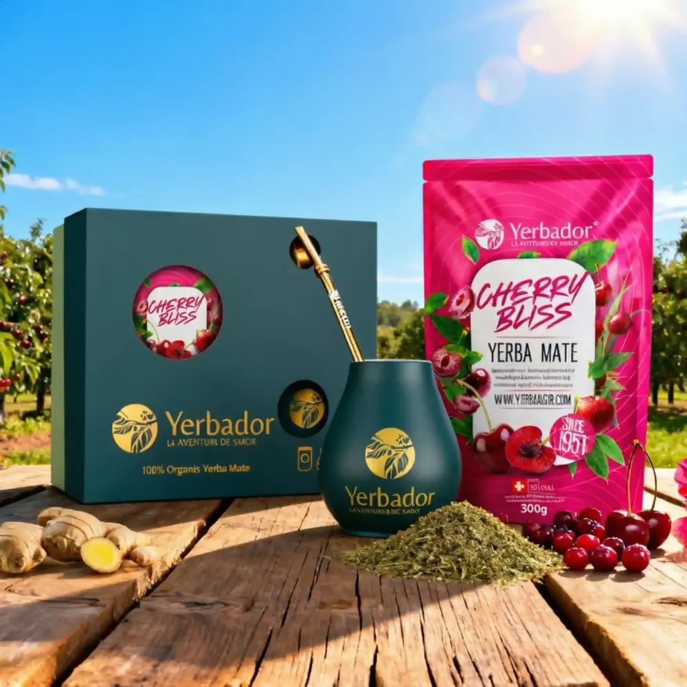 GUARANA Yerba mate gift set Cherry Bliss with matero and bombilla