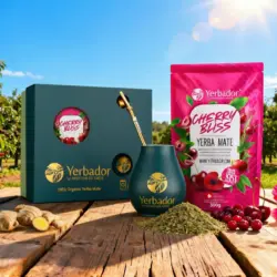 Yerba mate gift set Cherry Bliss with matero and bombilla