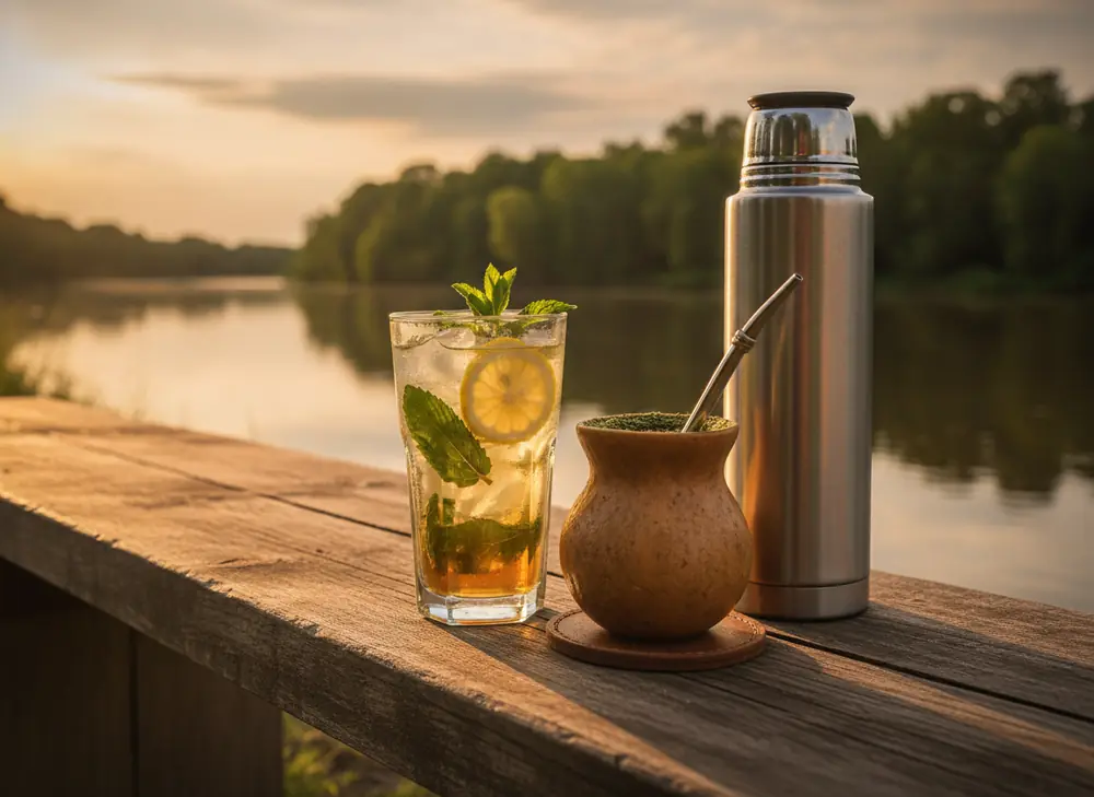 Tereré – cold yerba mate by the river in summer, a refreshing alternative to energy drinks