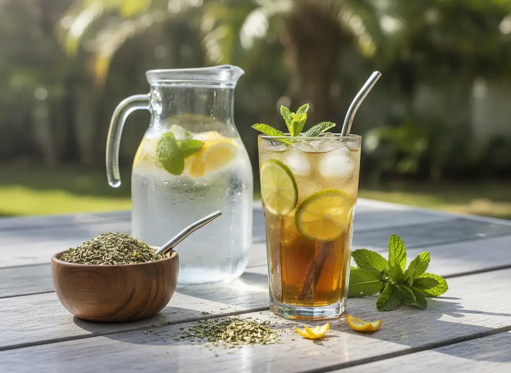 Tereré – cold yerba mate with lime and mint, a fully plant-based drink