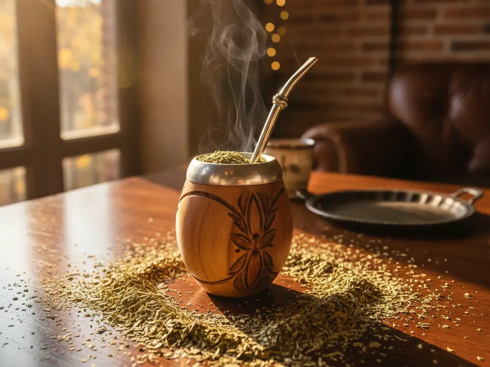 traditional matero and bombilla with yerba mate