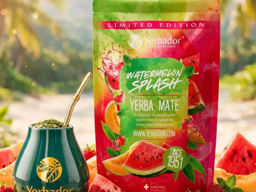 Watermelon Splash yerba mate with juicy watermelon and strawberries