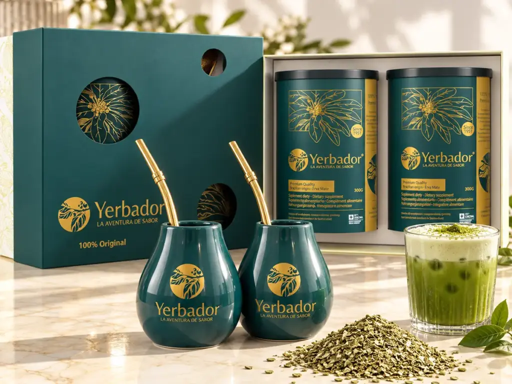 What is yerba mate: set for two: two Yerbador mate cups, two yerba mate tins and a gift box