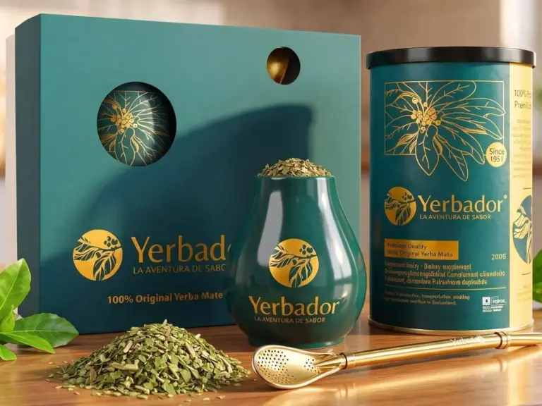 Yerbador gift set: mate tube, mate cup and gold bombilla