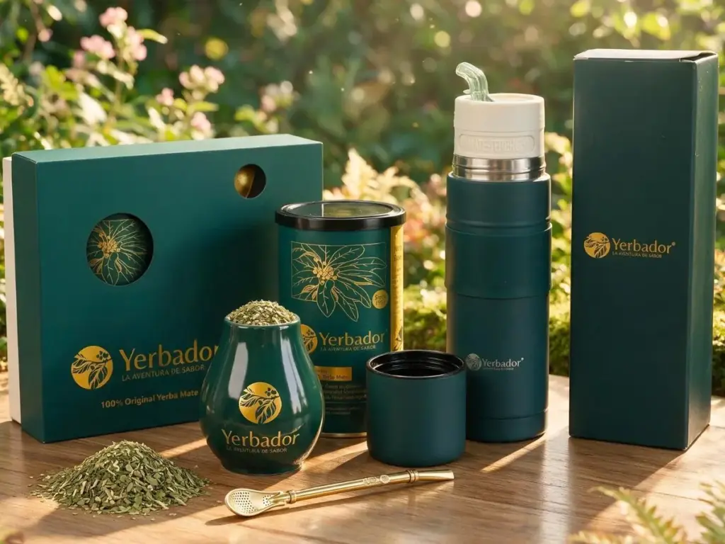 Yerbador starter set with the Terremos Pro Max thermos in the garden